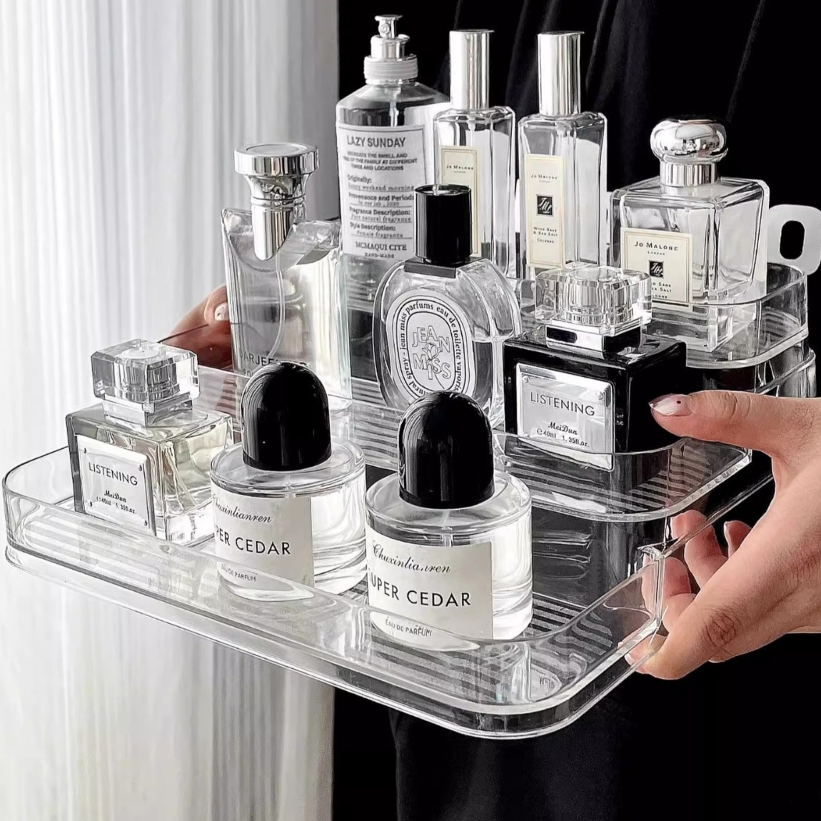 라워스 3단 화장품 향수 전열대, 투명, 1개 19,000원