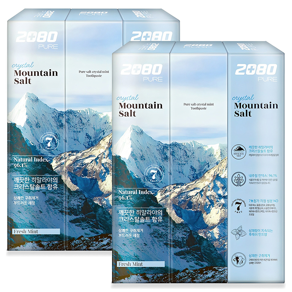 2080 퓨어 치약 크리스탈솔트 화이트프레쉬민트향 7,580원