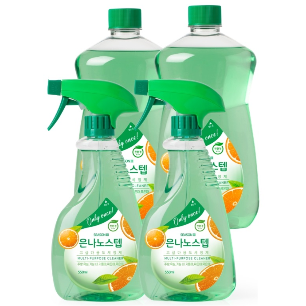 은나노스텝 시즌3 다용도 세정제 (550ml 2개 + 1100ml 리필 2개), 2세트, 1.65L 29,800원