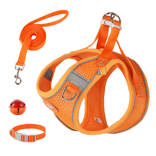 풀팟 소프트 X자형 하네스+견인줄+목줄, 반사세이프, 소형견,중형견, 오렌지, 1개, 현재가 12,900원