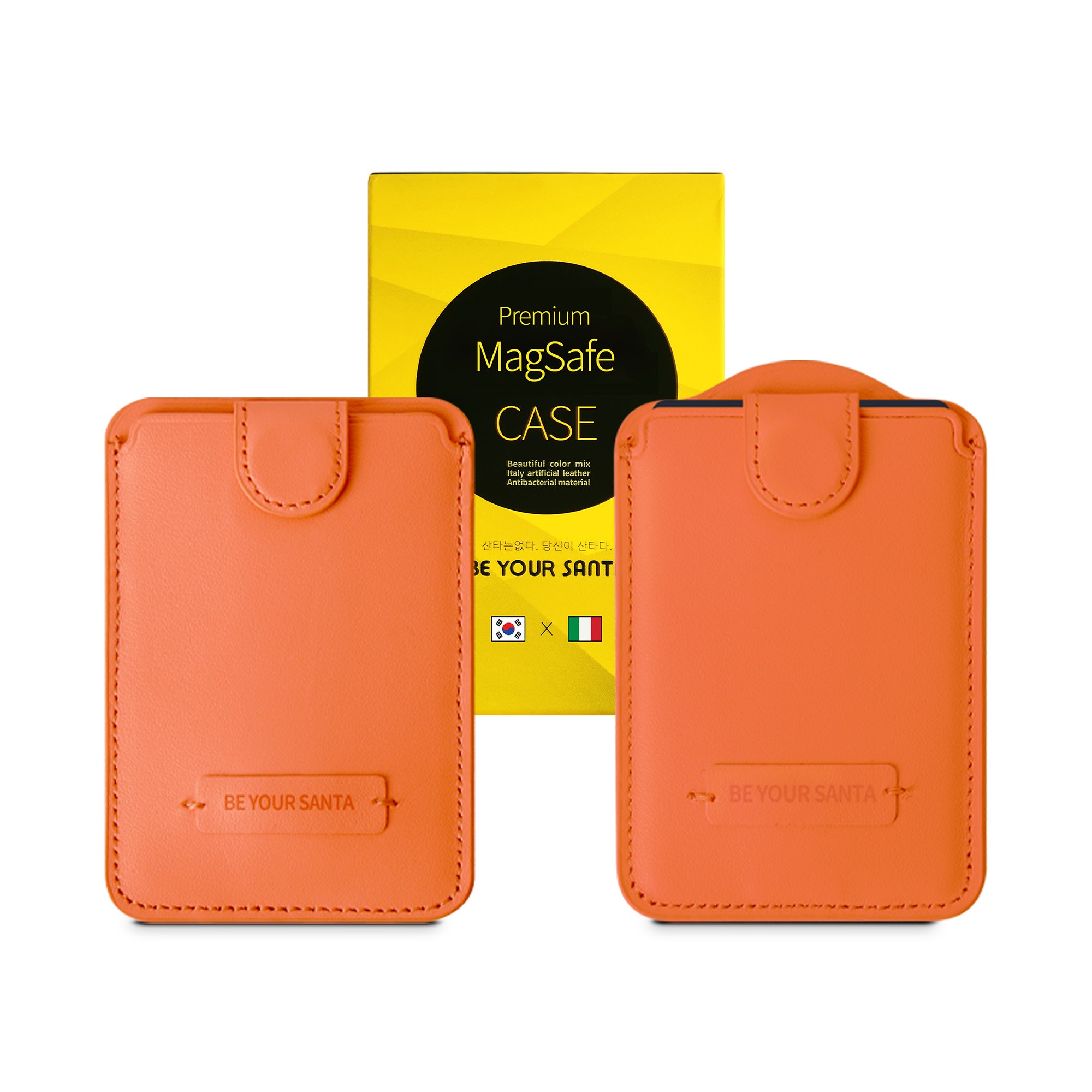 비유어산타 자력강화 맥세이프 이태리 천연 가죽 Made in Korea 카드 맥월렛 프리미어, 1개, 갤럭시 아이폰 올타입 코스믹오렌지 36,000원