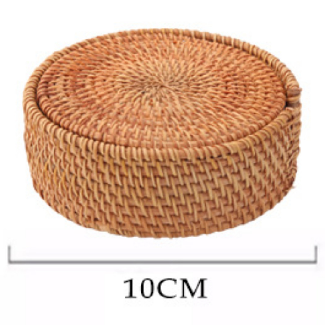 원형 라탄 티코스터 컵받침 찻잔받침 빈티지 카페 인테리어 소품 6개 홀더 세트 8cm 11,900원