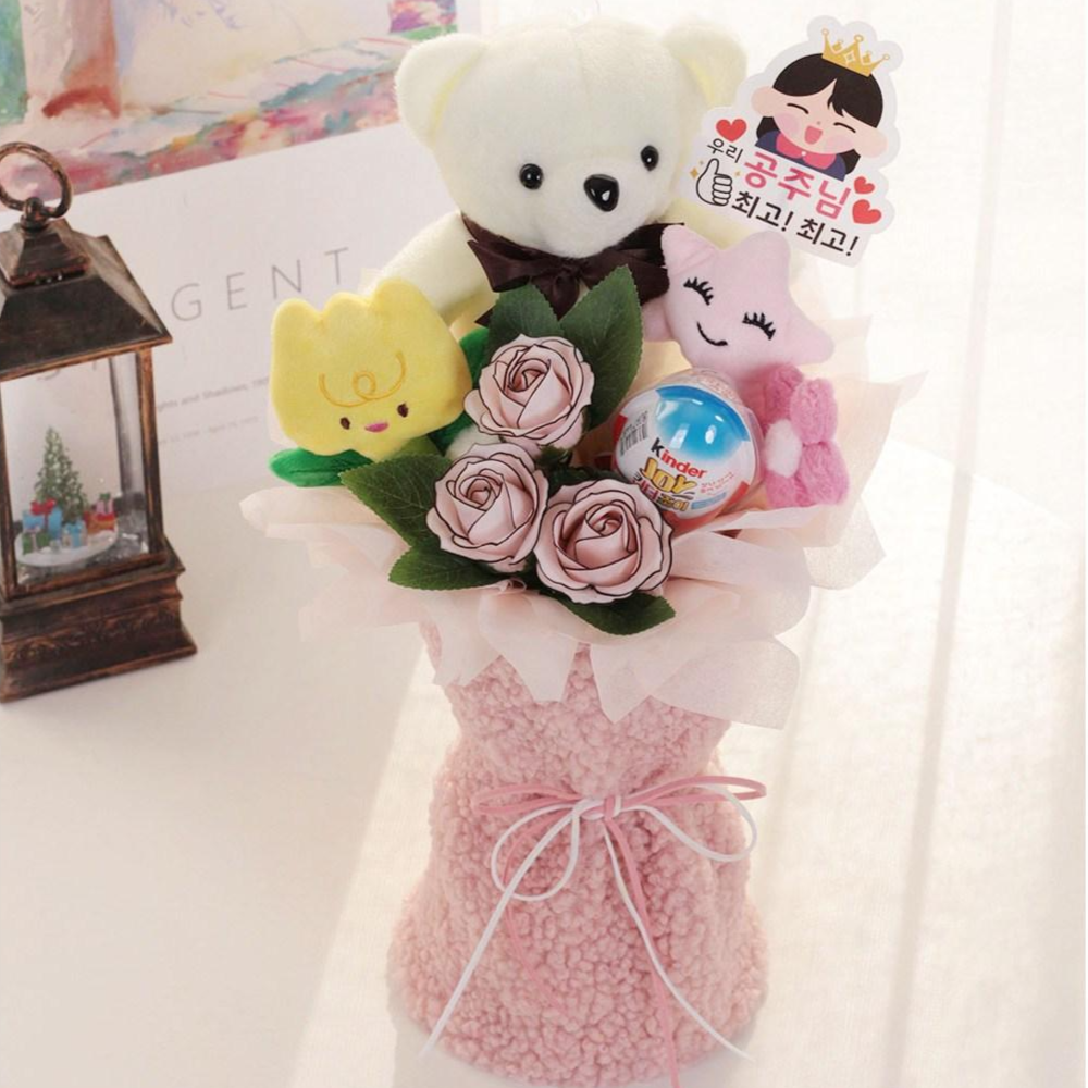 이케루가든 화이트 곰인형 꽃다발 졸업식꽃다발 유치원 발표회 학예회 입학 어린이 생일파티 꽃다발 29,500원
