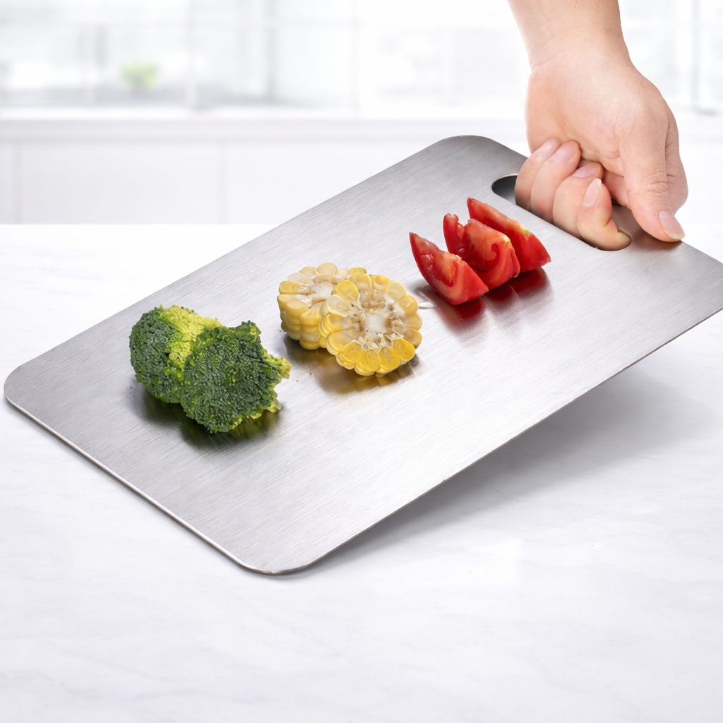 HONGAI 올스텐 도마 걸이형 스테인리스 위생도마 주방도마 중형, 1개, 실버 13,000원