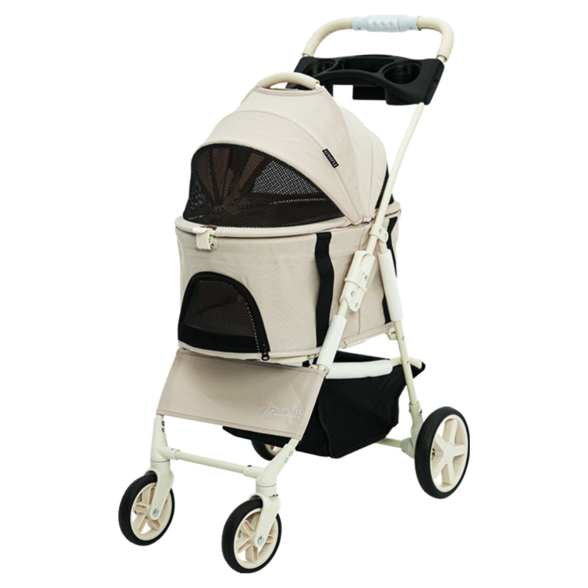 플리다스 실속형 원터치 펫 강아지 유모차 개모차 애견 반려견 경량 퀵폴딩 분리형 소형견 중형견, 크림베이지, 1개 88,110원
