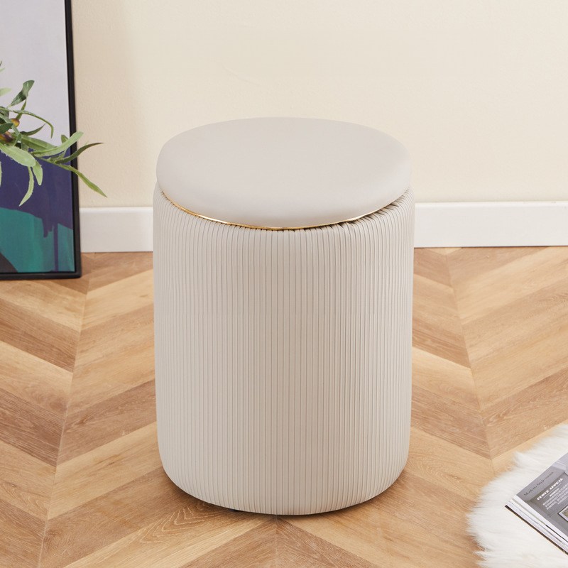 데코트리 원형 수납 스툴 화장대 의자 거실 침실 인테리어 보조의자, 라이트그레이, 1개 47,800원