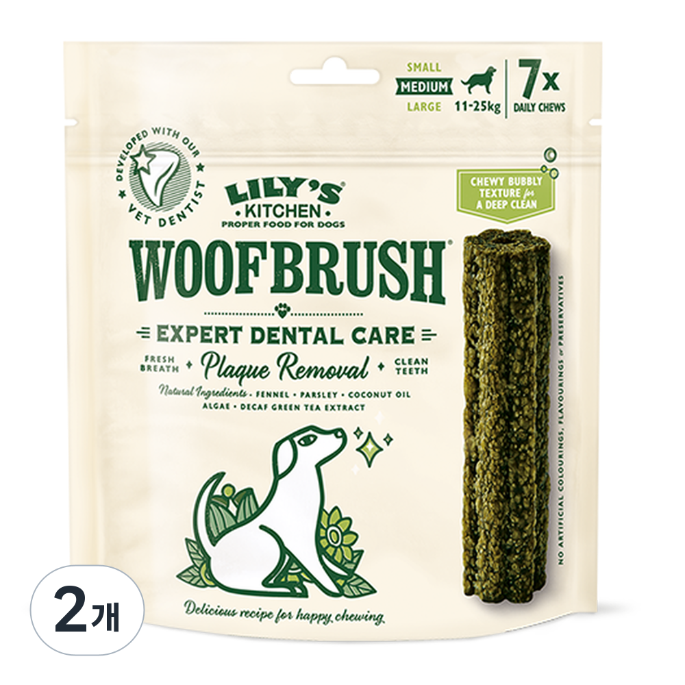 LK 릴리스키친 우프브러쉬 미디움 강아지 덴탈껌 비건 구강케어, 2개, 196g, 구강청결 40,000원