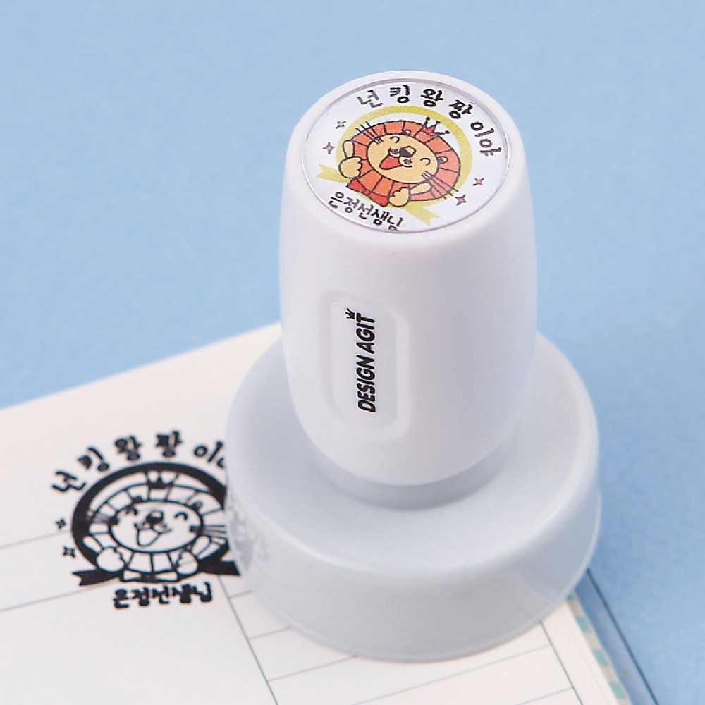 디자인아지트 스탬프 빅큐트 칭찬스탬프 27mm 주문제작, 바디_핑크/잉크_보라, 1개 10,600원