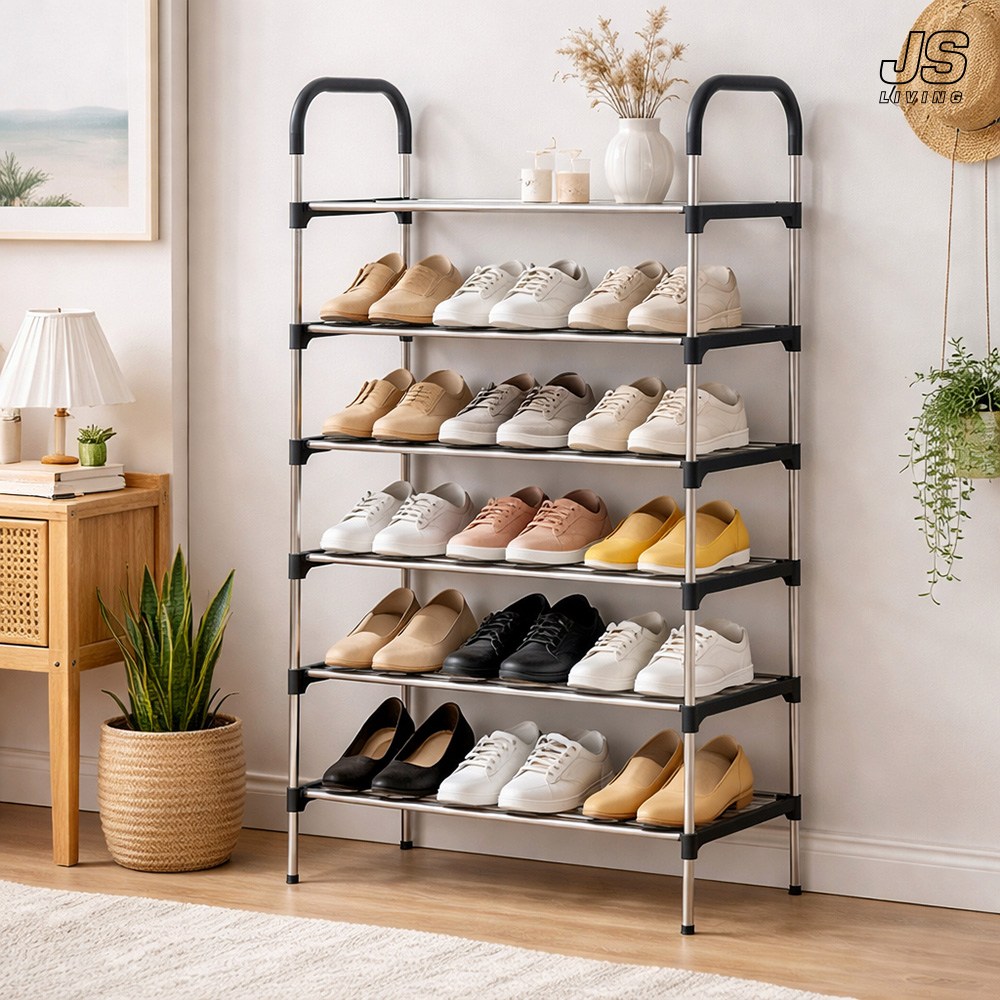 JS리빙 아파트 현관 신발 정리대 슈즈렉 신발장 6단 간이 선반 튼튼한 철제 스탠드 다이 실내화 거치대 좁은 원룸 미니 슬림 틈새 정리선반 수납장 6R8-09832D#0957 13,800원