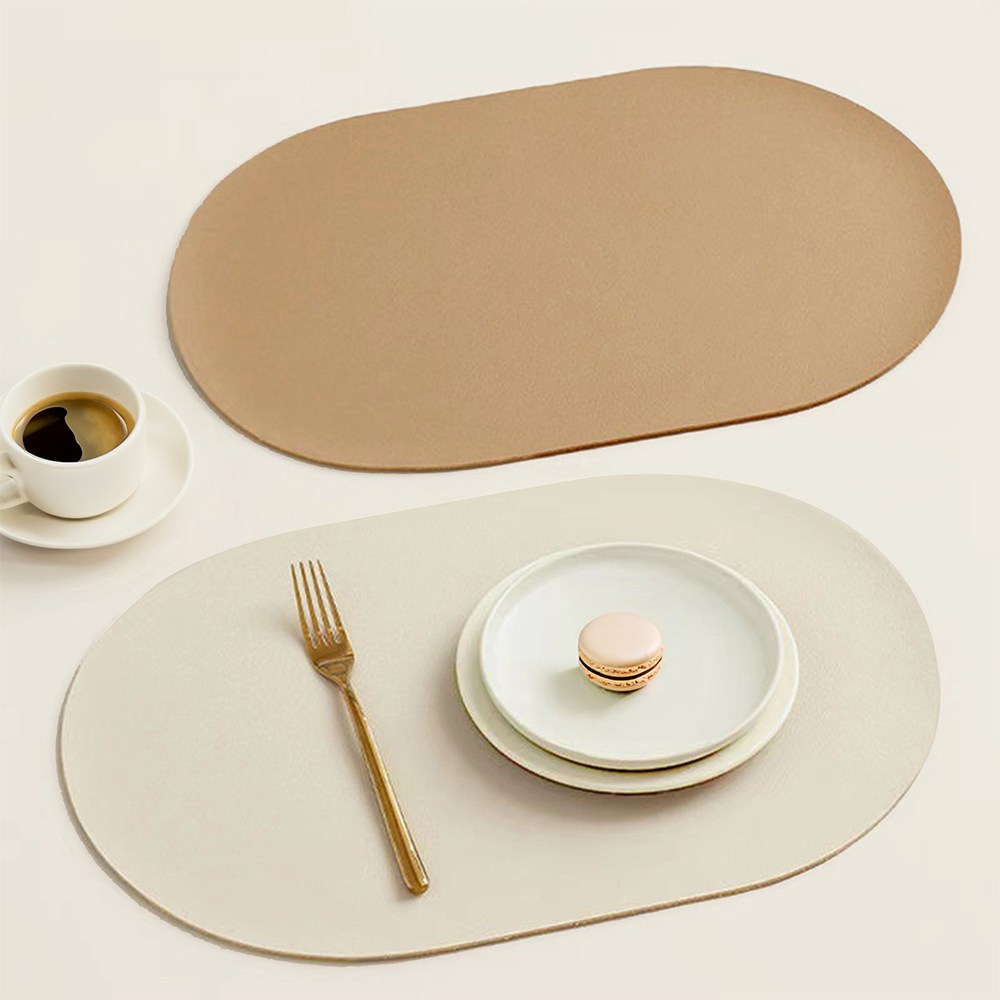 코지스 타원형 북유럽 가죽 방수 식탁매트 4개 세트, 베이지 2장+ 아이보리 2장, 1개 19,760원