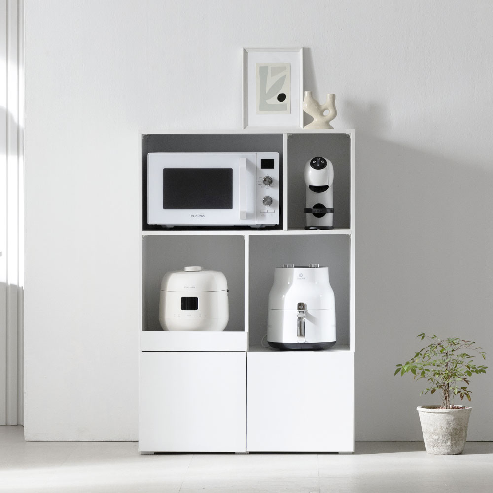 [런칭 특가 10만원 할인] 렌지대 3단 주방수납장 렌지대 800 광파오븐렌지대 밥솥 오븐 주방수납장 오픈형수납장 방문설치, 3단, 화이트 FC01152 199,000원