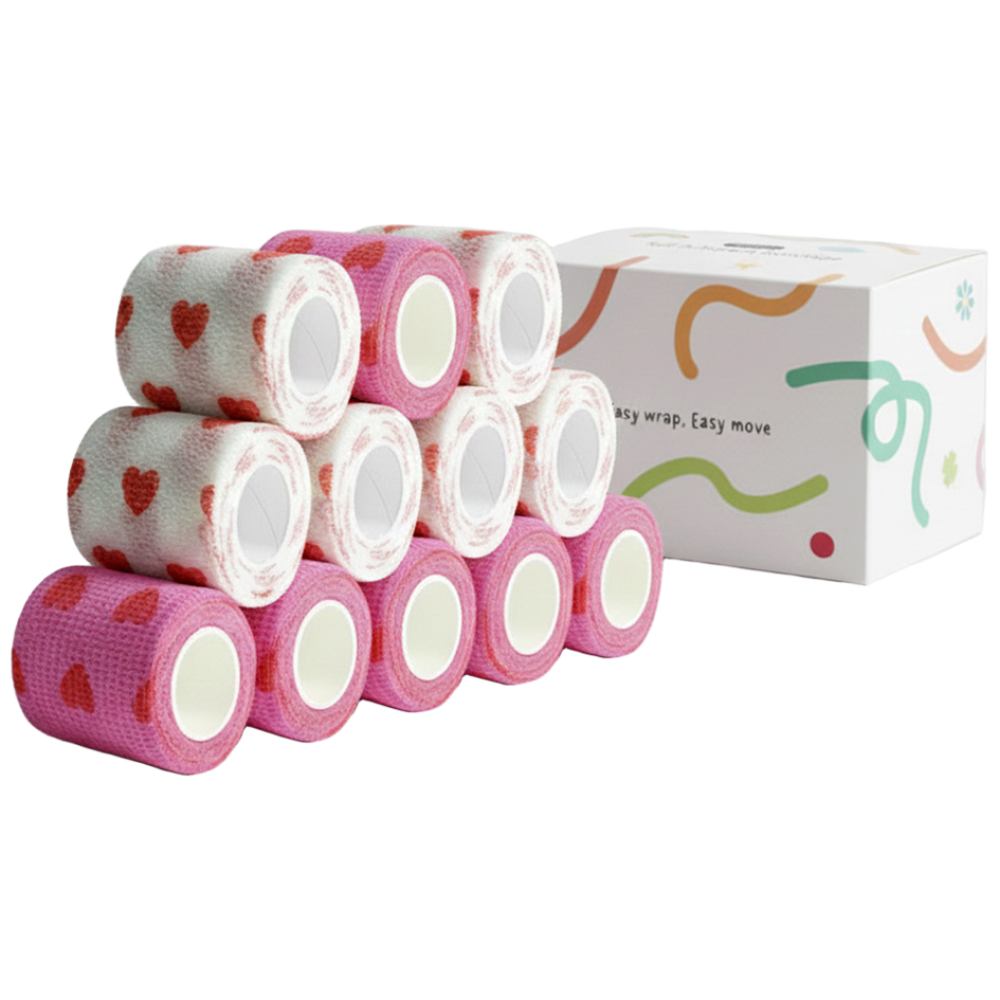 이티씨몰 자가점착 밴드 5cm 압박붕대 패턴 2종 모음 하트 화이트 핑크 10+2 15,300원