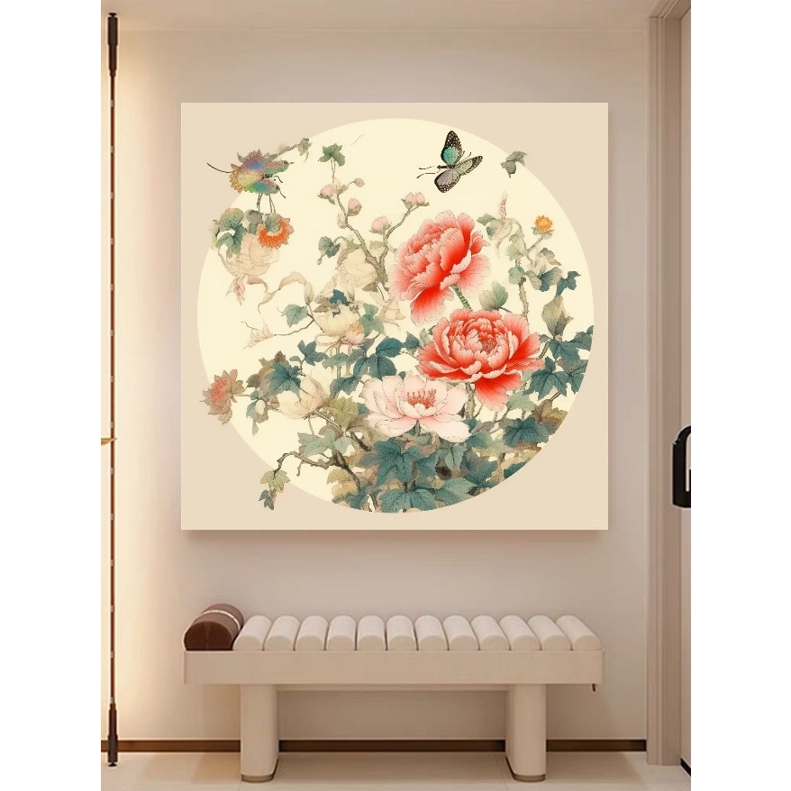 부귀영화 모란꽃 유화그리기 2배 물감 붓 DIY키트 나비 까치 금전운 재물복 돈 들어오는 화조도 풍수지리 전통화 명화그리기, 현재가 20,990원