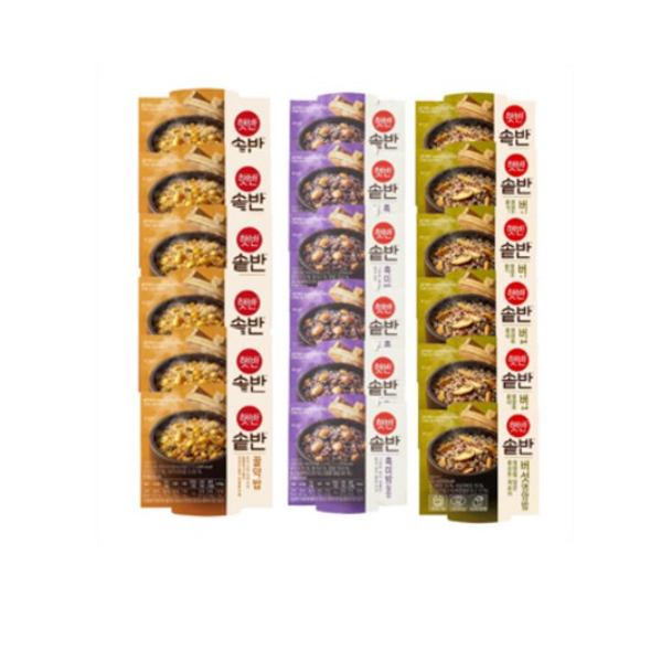 햇반솥반 꿀약밥X6개+흑미밤찰밥X6개+버섯영양밥x6개, 18개, 210g 55,800원