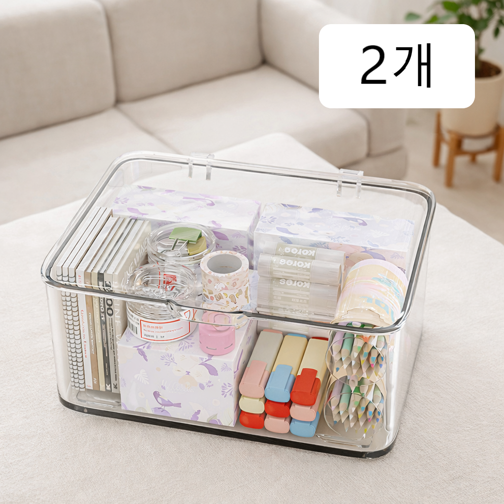 솜솜스퀘어 다용도 투명 아크릴 수납 정리 보관함 2p, 1세트, 클리어 15,000원