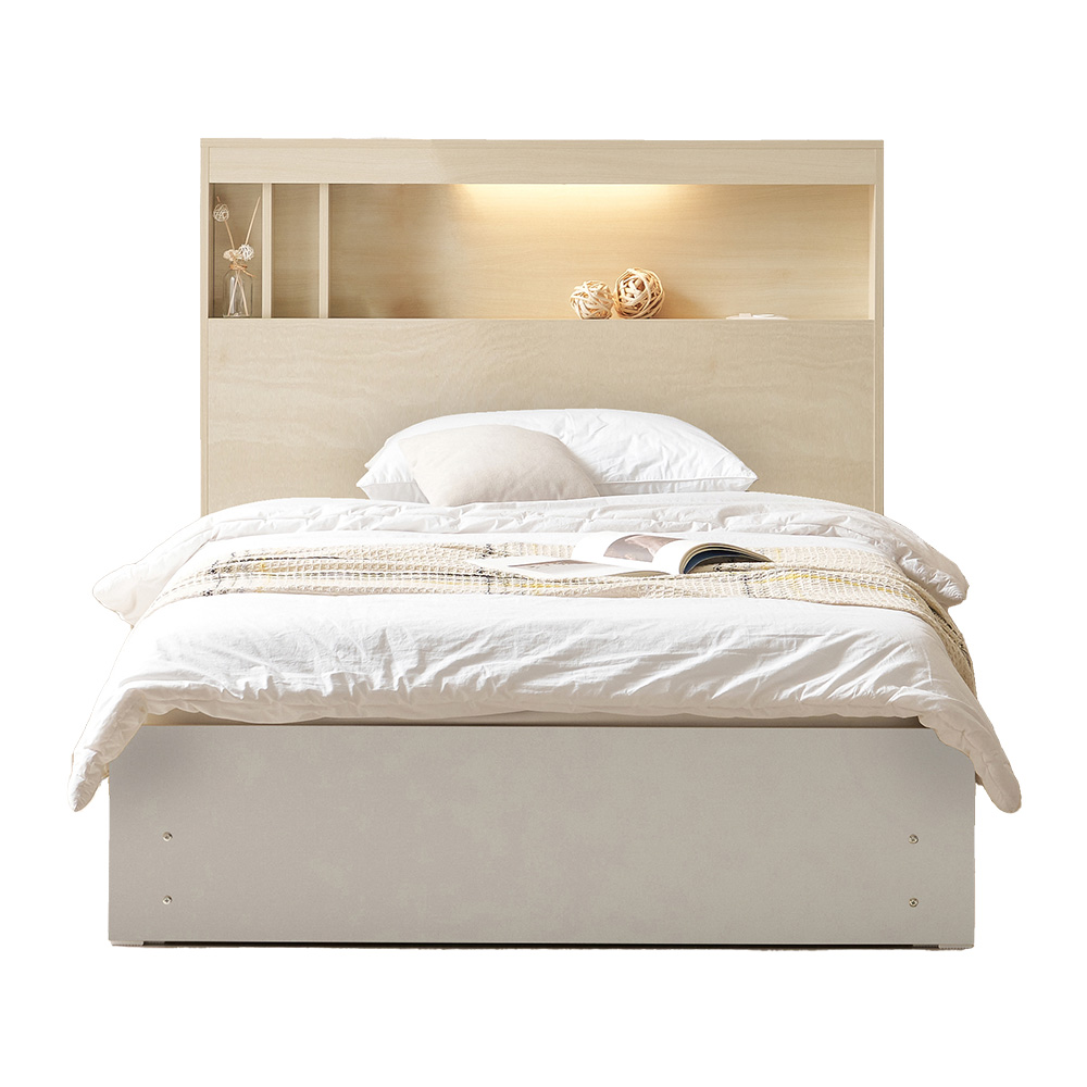 수납침대 리브우드 디에고 LED 헤드 3단 수납침대 (매트리스선택), 화이트-아카시아 매트리스 미포함 229,000원