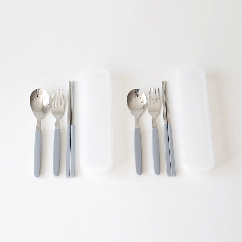 카모메키친 유아용 수저 포크 세트, 실버블루, 숟가락 + 젓가락 + 포크 + 케이스, 2세트 19,000원