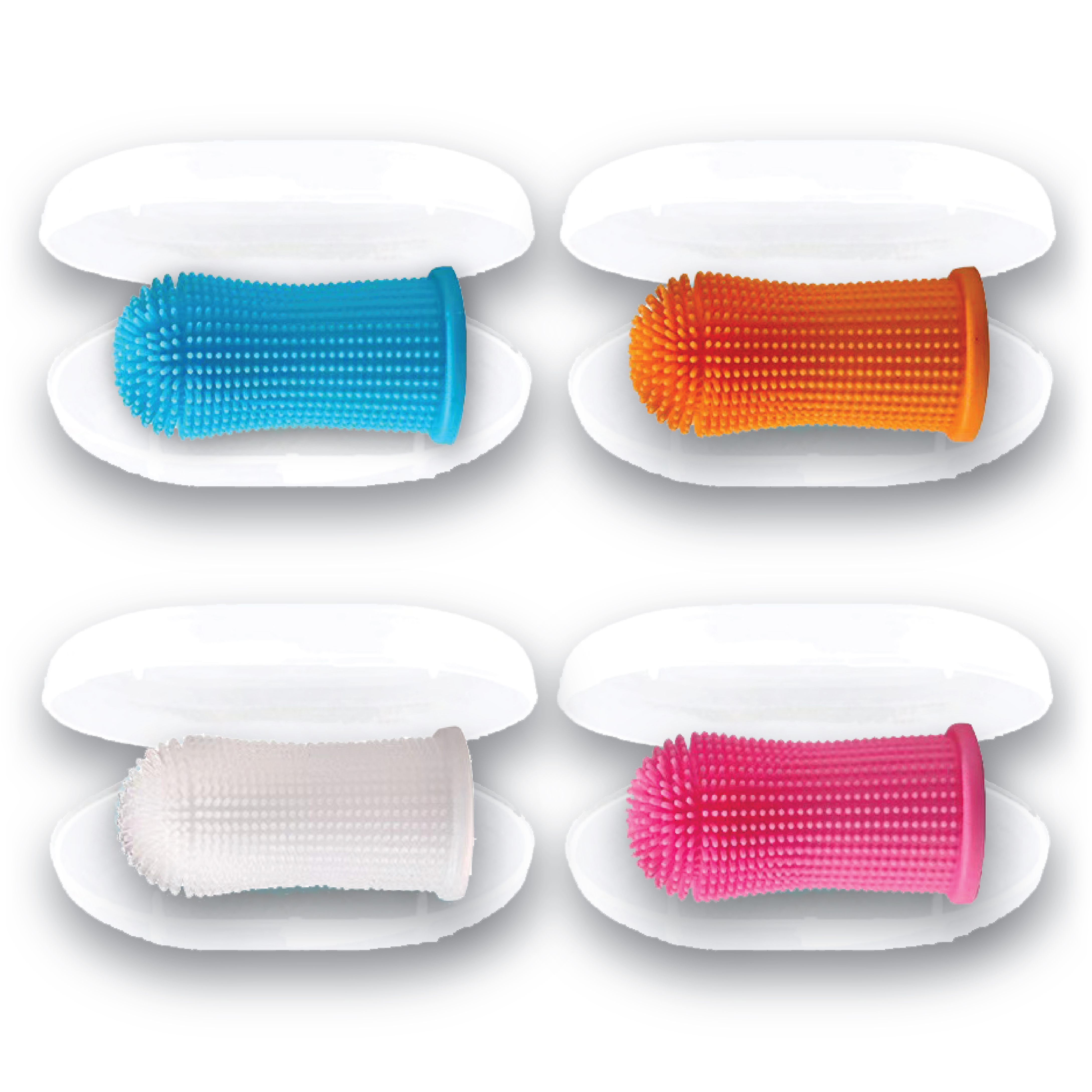 멍냥 반려동물 360도 서라운드 실리콘 칫솔 4종 세트 2.5 x 5 cm, Mixing, 1세트 5,900원