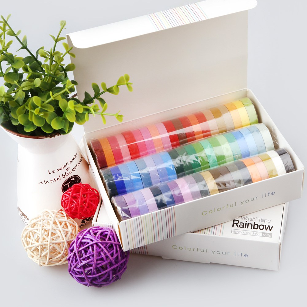 단색 마스킹테이프 무지개 60컬러세트 4M 14,000원