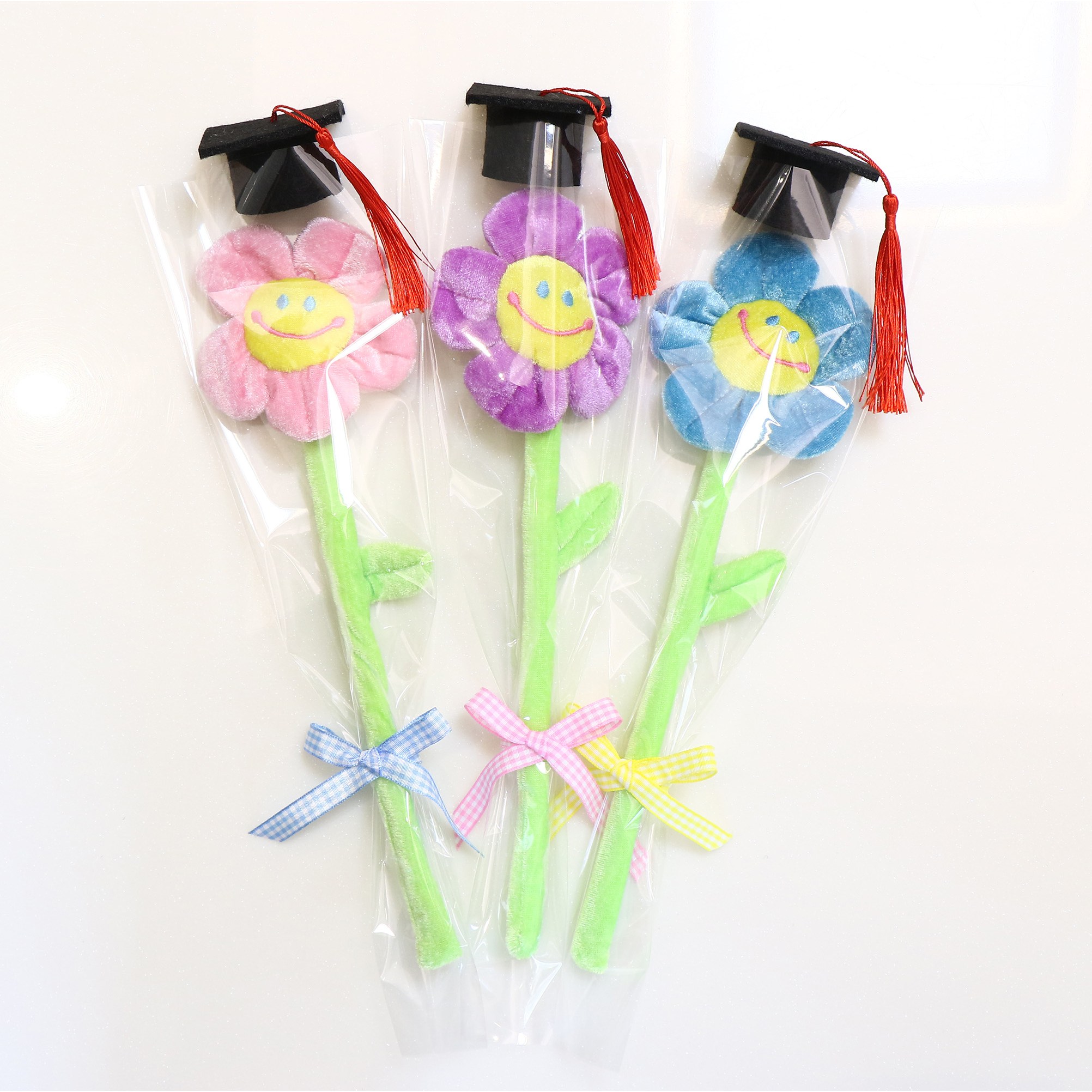 스마일 꽃 해바라기 꽃 플라워 철사 미니 인형 졸업식 꽃다발 인테리어 조화, 5개, 학사모 2,500원