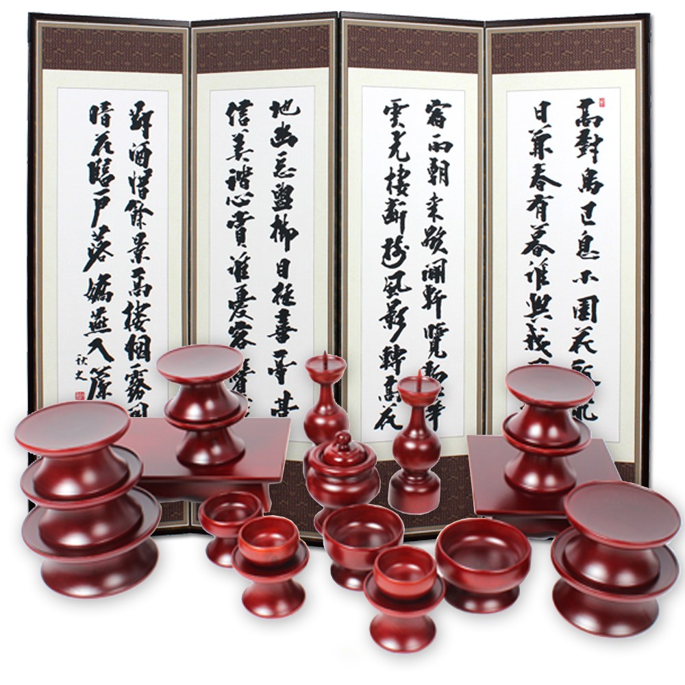 남원공방 민자 간소 제기세트 21P + 추사 4폭병풍 277,000원