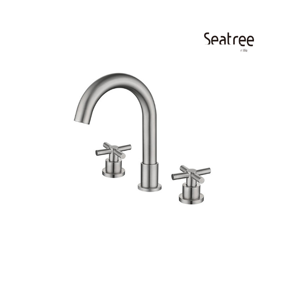 씨트리 ST-03005NB 무광 니켈 십자투핸들 3홀 세면대 세면기 수전 수도꼭지 242,000원