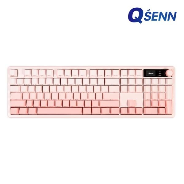 (QSENN) 유,무선 블루투스 기계식 키보드, Q104 LCD 풀윤활 가스켓 (그라데이션 핑크베리, 하이무 저소음 하트비트) 69,800원