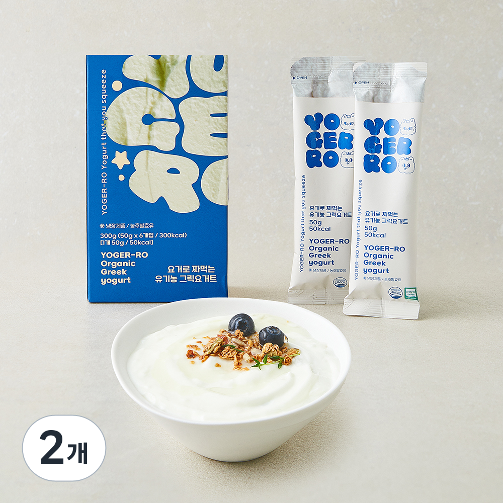 [로켓프레시] 요거로 유기가공식품 인증 짜먹는 그릭요거트, 50g, 2개, 6개입 15,800원