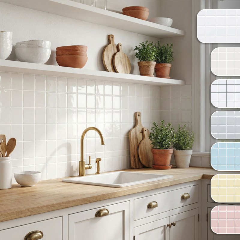 샤인홈리빙 DIY 입체형 접착식 데코타일 시트지 주방 욕실벽 셀프인테리어, 3D무드타일_시그니처화이트10P 28,500원