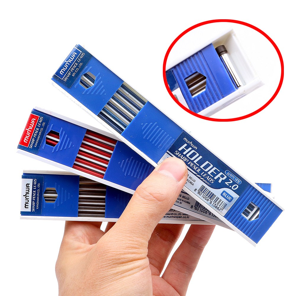 샤프심 2.0mm 12PCS 색상 택1 샤프식 홀더심 파랑 빨강 검정 흑색 도면샤프 국산 문화 케이피아이 연필심 샤프심 홀더심 도면연필 컬러 샤프심 스케치 목공연필 제도 마킹 3,950원