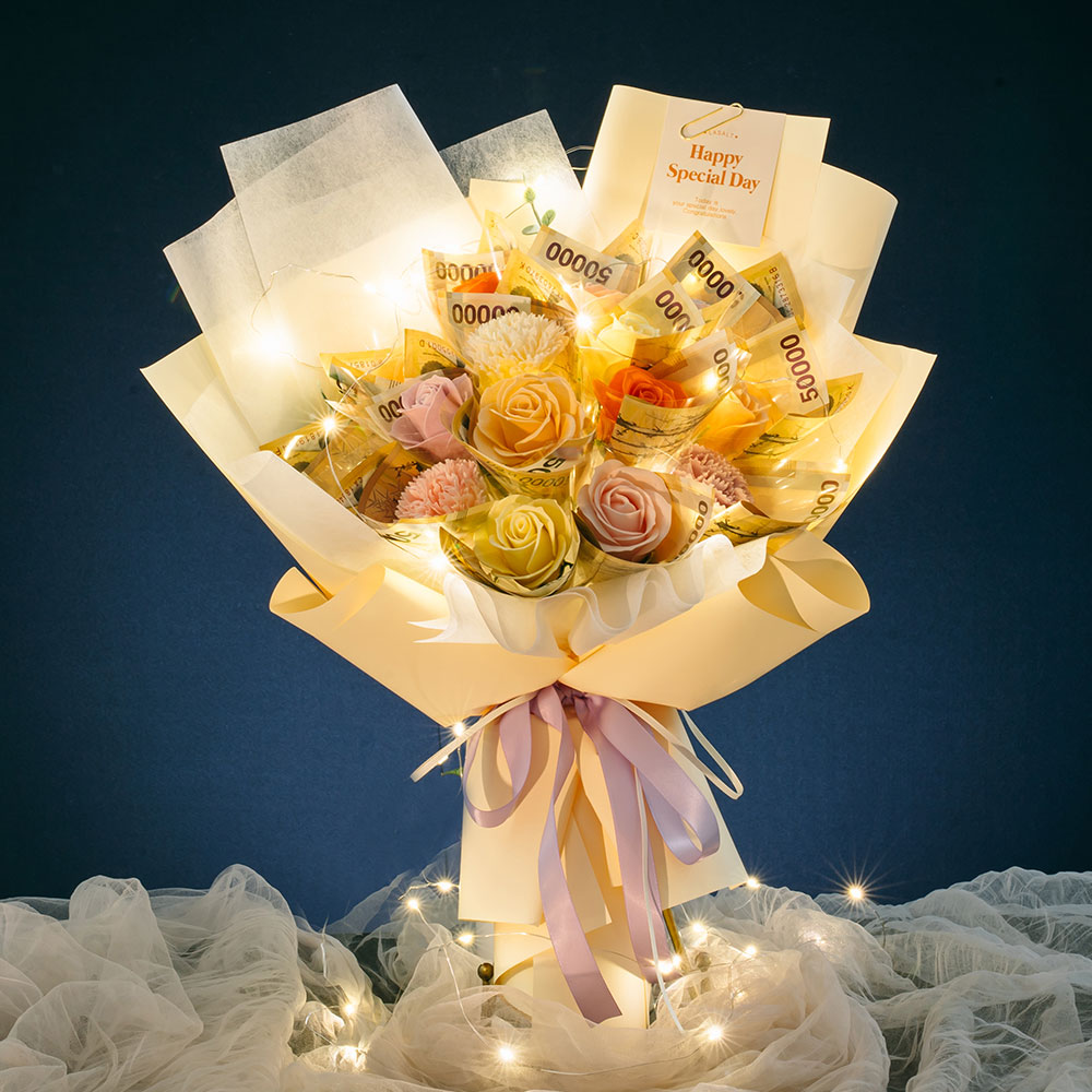 라솔트 LED 비누꽃 크리스탈 돈꽃다발+쇼핑백+LED전구, 1개, 레몬에이드 28,800원