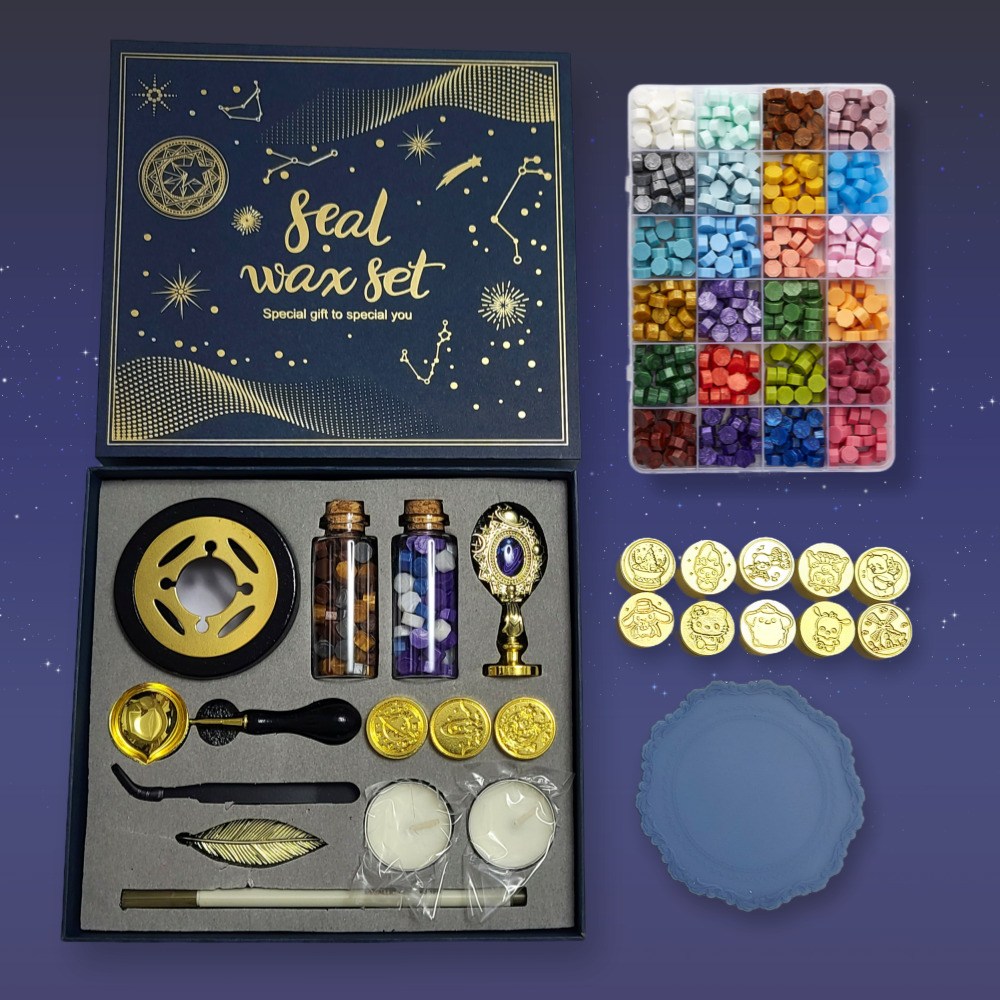 엽서꾸미기 실링 스티커 인장 비즈 씰링 스탬프 도장, 1개, 별빛밤 24색 42,000원