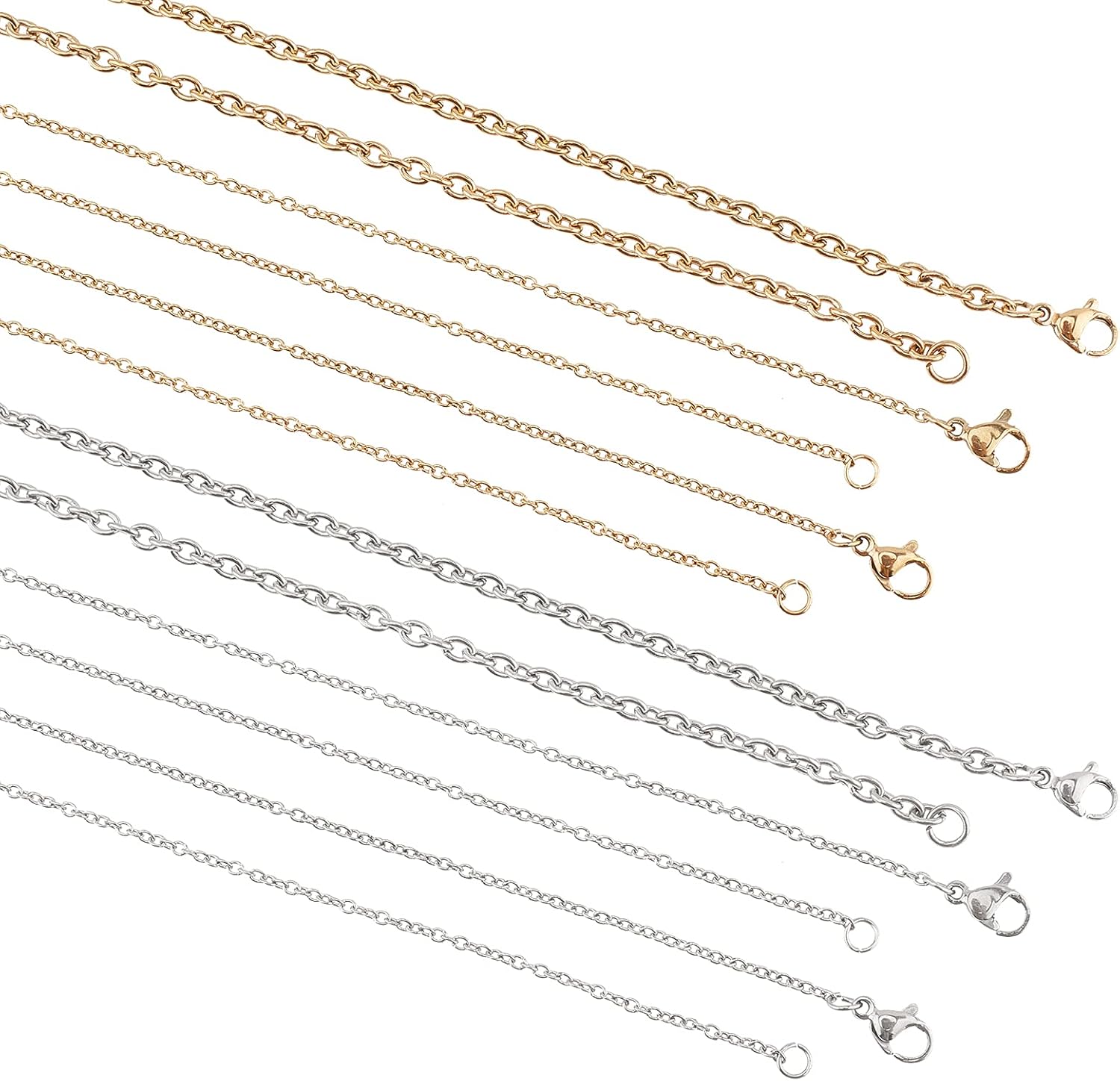 PVD 진공 도금 304 스테인리스 스틸 케이블 체인 목걸이 랍스터 클래스프 DIY 보석 공예 45~60cm 12개 세트 12,060원