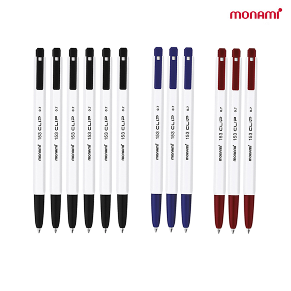 모나미 153 클립Clip 0.7mm 12p (흑6+청3+적3) 8,620원