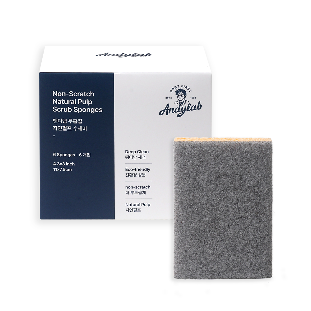 앤디랩 무흠집 자연펄프 양면 수세미, 1개, 6개입 6,910원