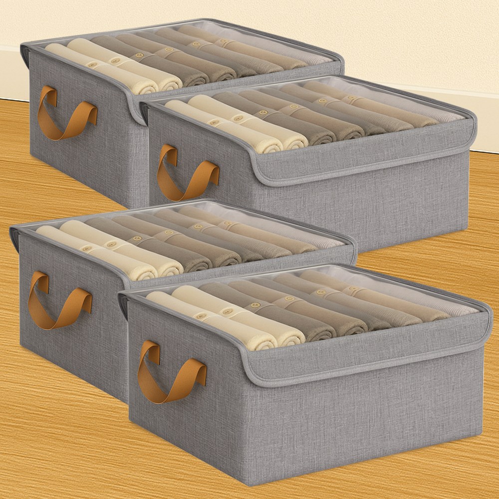 마벨인홈 옷 정리함 이불 수납 투명창 먼지걱정 없는 대용량 패브릭 의류 보관함, 4개, 그레이 26,900원