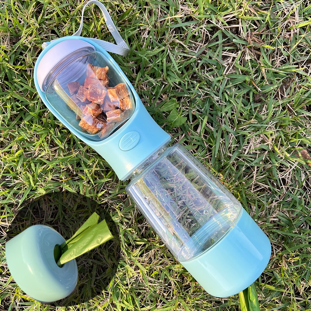 웰찹 산책트리오 3 in 1 휴대용 강아지 산책 물통 간책통 배변봉투 올인원 물병 400ml, 1개, 스카이블루 13,200원