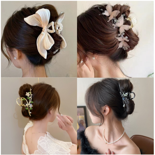 루미또와 청순 빅 리본  올림머리핀 헤어집게핀 2종세트 12,900원