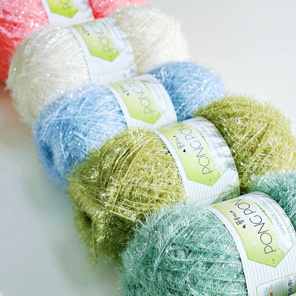 바토니팅 퐁퐁 수세미실 뜨개질실 코바늘실 10+1, 퐁퐁 043초록, 1개 2,500원