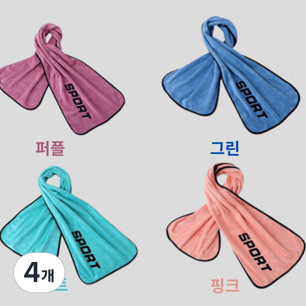 [더루시] 다용도 극세사 수건 타월 가운 스포츠타월 수건 3종 세트 TSP1554 30 x 110 cm, 민트+블루, 4개 14,450원