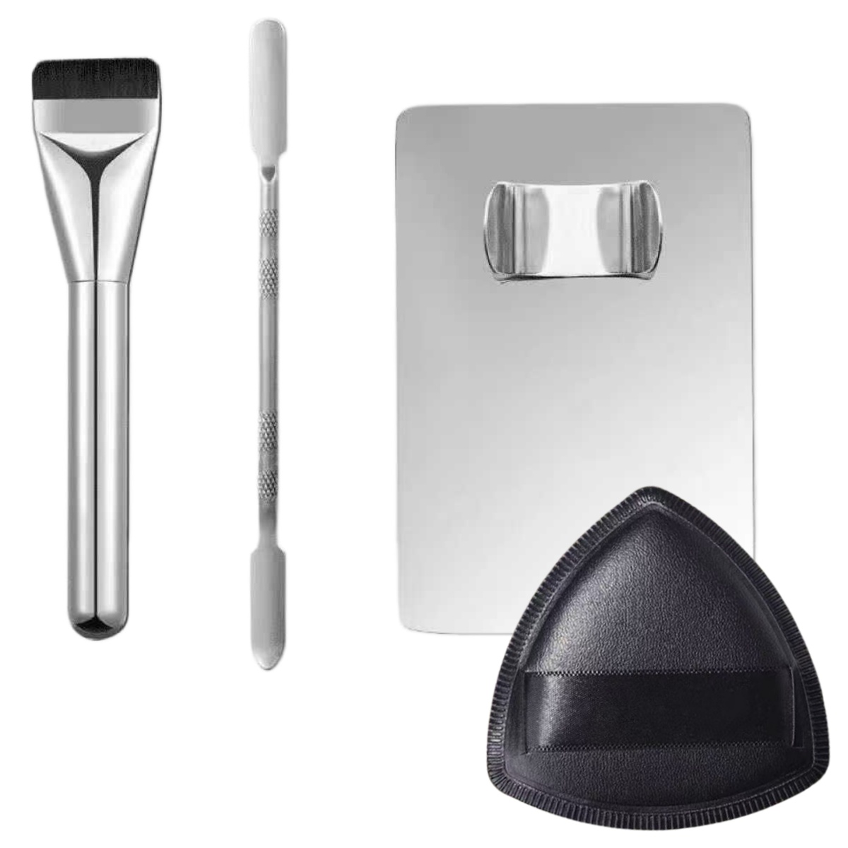 케이엠 메이크업 파운데이션 베이스 믹싱 팔레트 풀세트, 1개, ﻿팔레트1+ 스파츌라 1+ 브러쉬 1+ 퍼프1 8,500원