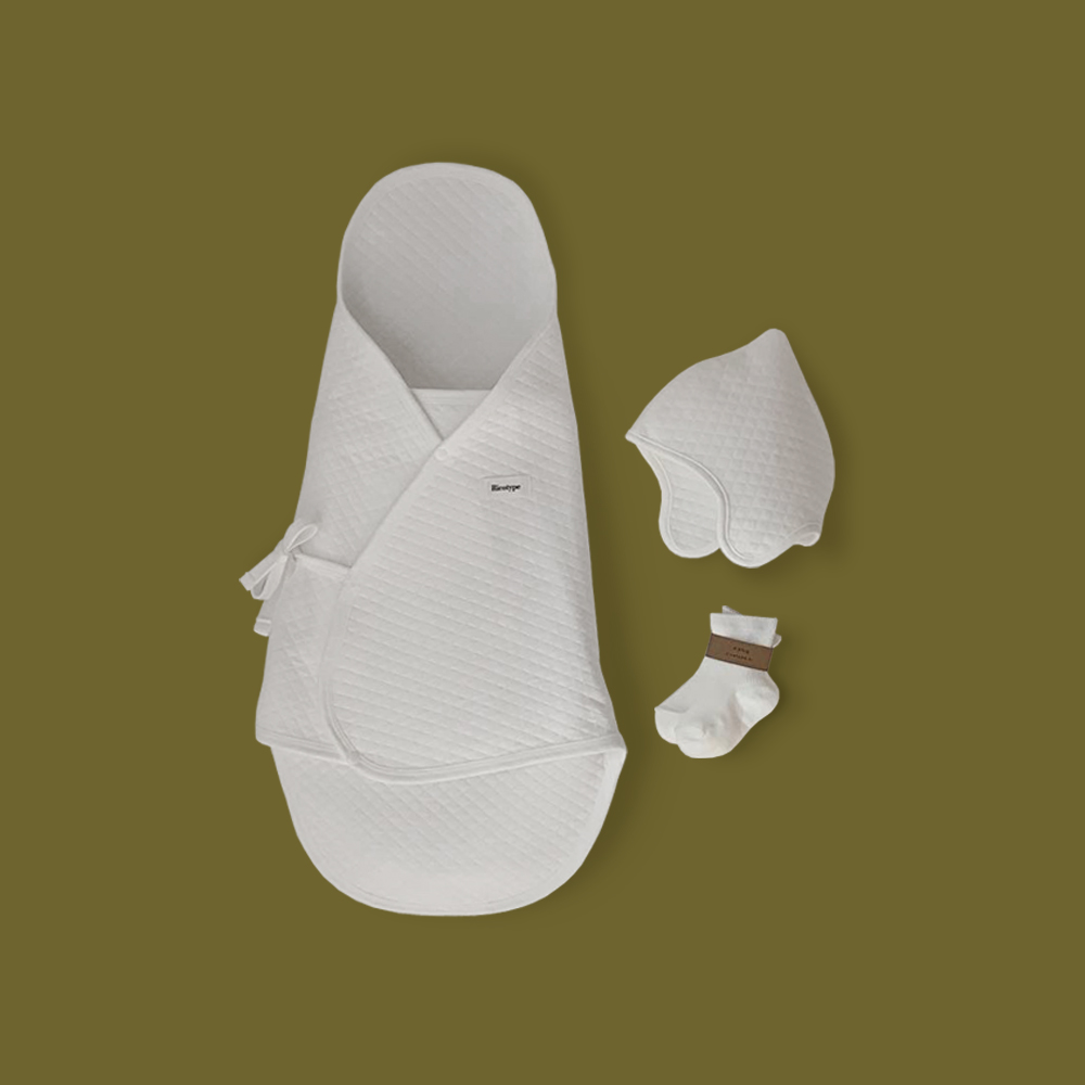 리코타입 꽁세트 - 겉싸개 모자 양말 3종 구성 여름 신생아 출산준비 35,000원