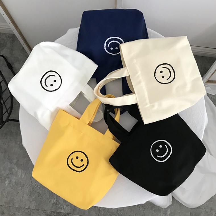 차차바이 어린이단체선물추천 스마일 에코백 미니 캔버스백 보조가방 학원가방 1+1, 대량구매 33,000원