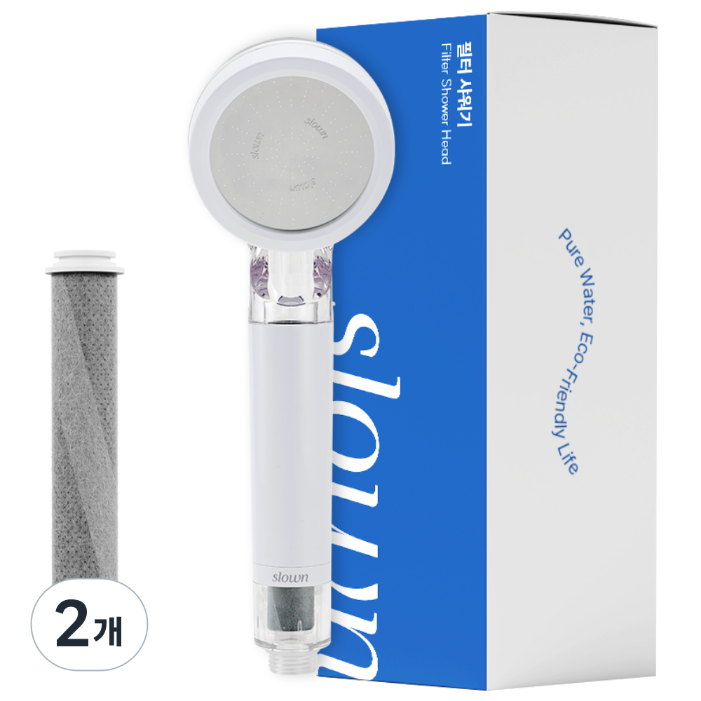 슬로운 slown 99.9% 4중 올인원 에코젠 필터샤워기 기본세트, 2개, 화이트+투명 54,800원