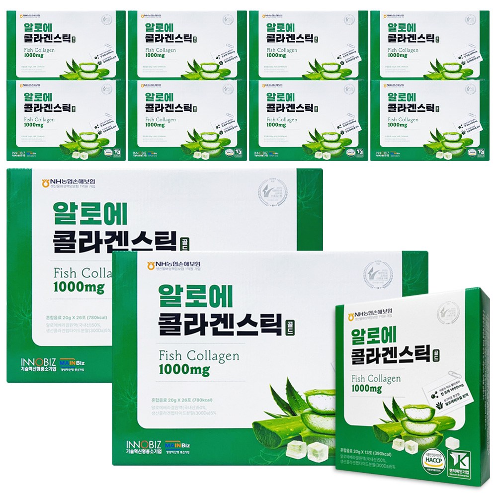 더존건강 알로에 콜라겐 스틱 캐리어타입 20g x 26포 먹는 알로에겔 피쉬콜라겐 1000mg, 520g 110,000원