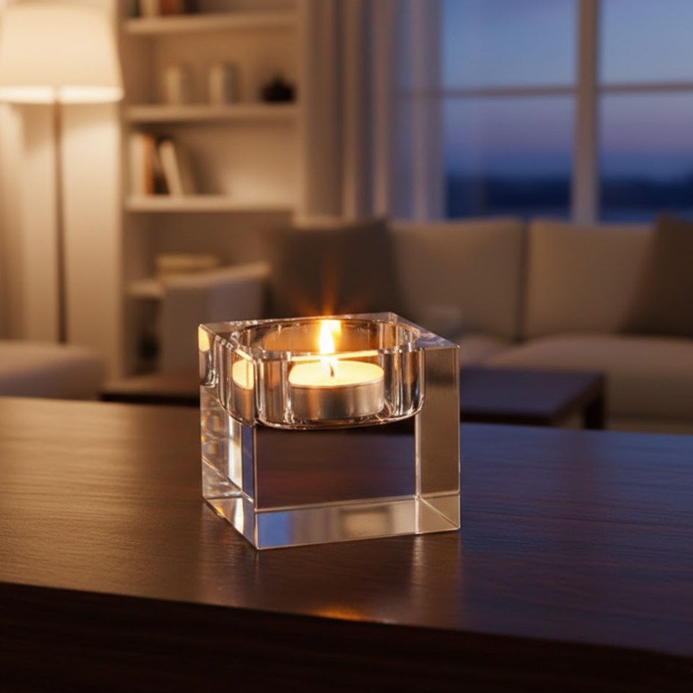 크리스탈 티라이트 캔들홀더 유리 투명 사각 인테리어 소품 3,920원