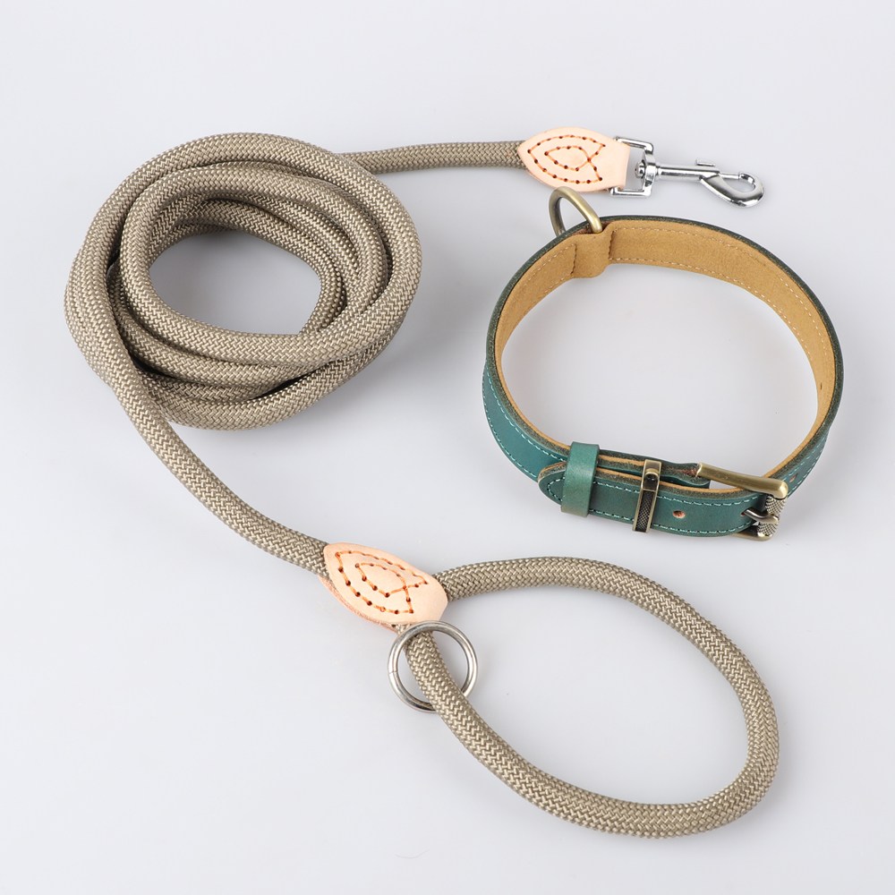 모즈펫 강아지 가죽목줄+리드줄, 1세트, 프리미엄 블루그린 45,900원