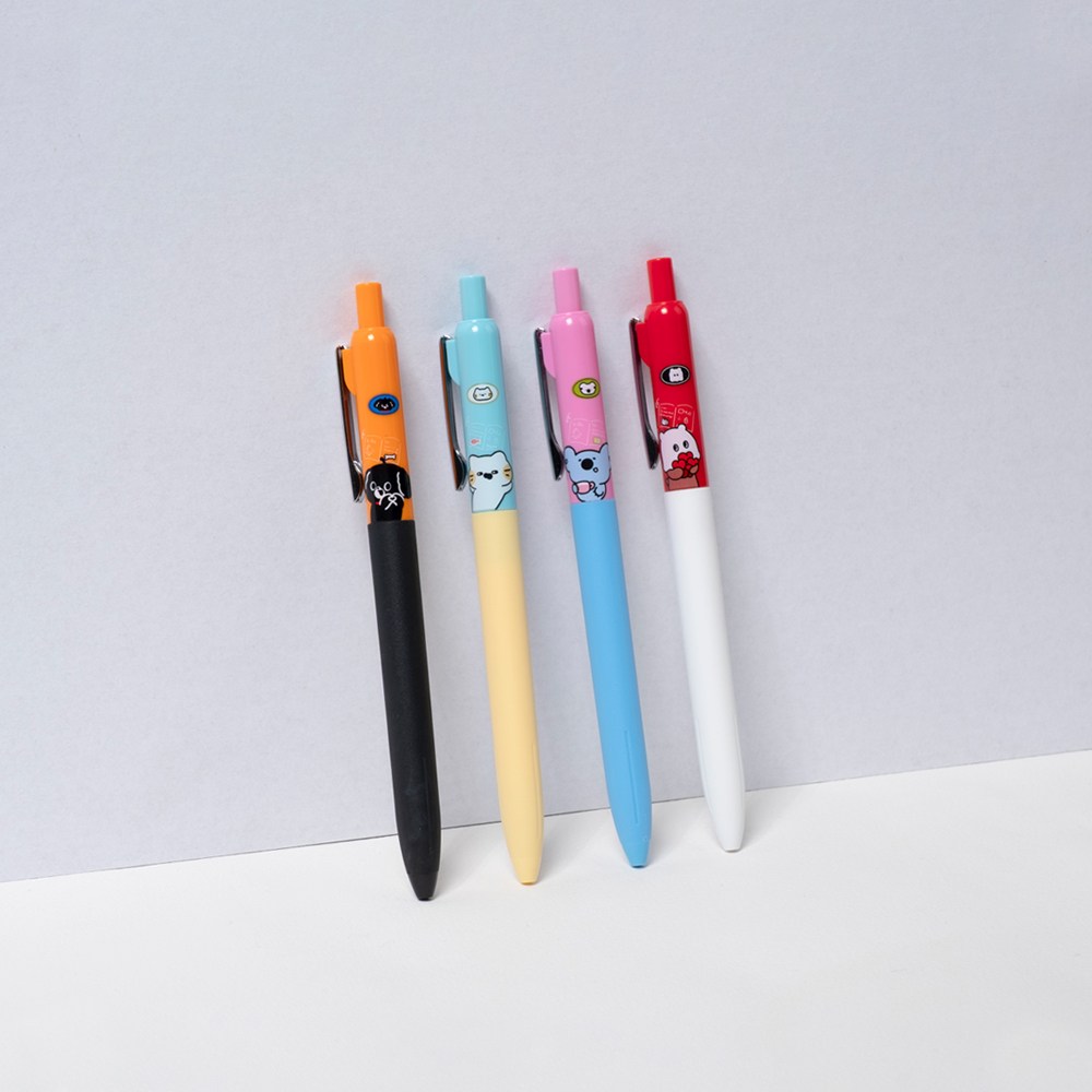 star starred 귀여운 동물 2컬러 파스텔톤 바디 중성 젤펜 0.5mm, 1세트, 4종 4개입 10,000원