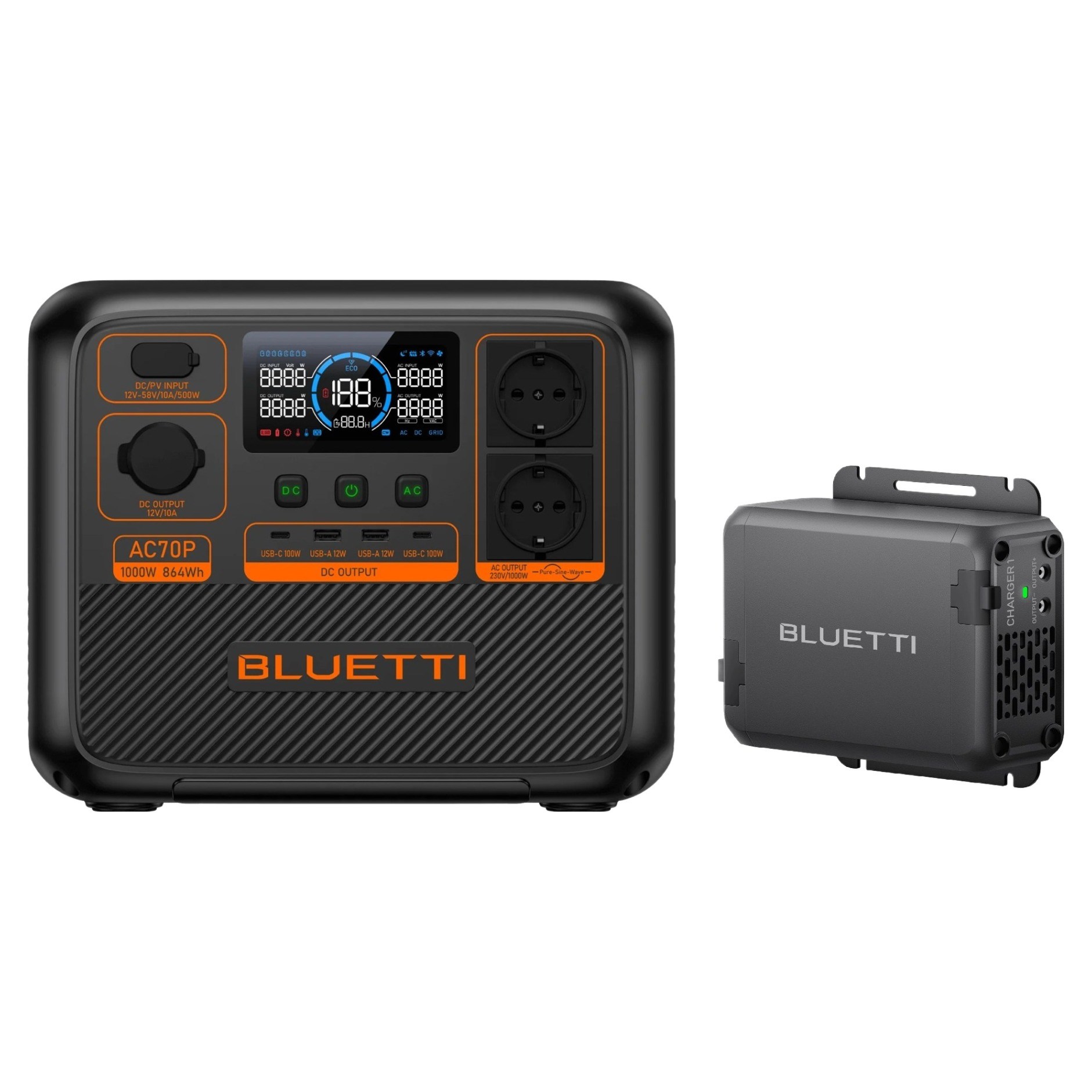 BLUETTI 블루에티AC70P 올인원 인산철파워뱅크 864Wh 1000W+Charger1 주행충전기 차박 노지캠핑 1,009,000원