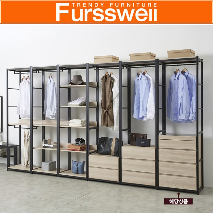 퍼스웰 리즈 드레스룸시스템행거600 4단서랍장행거(SG_006), 멀바우 299,000원